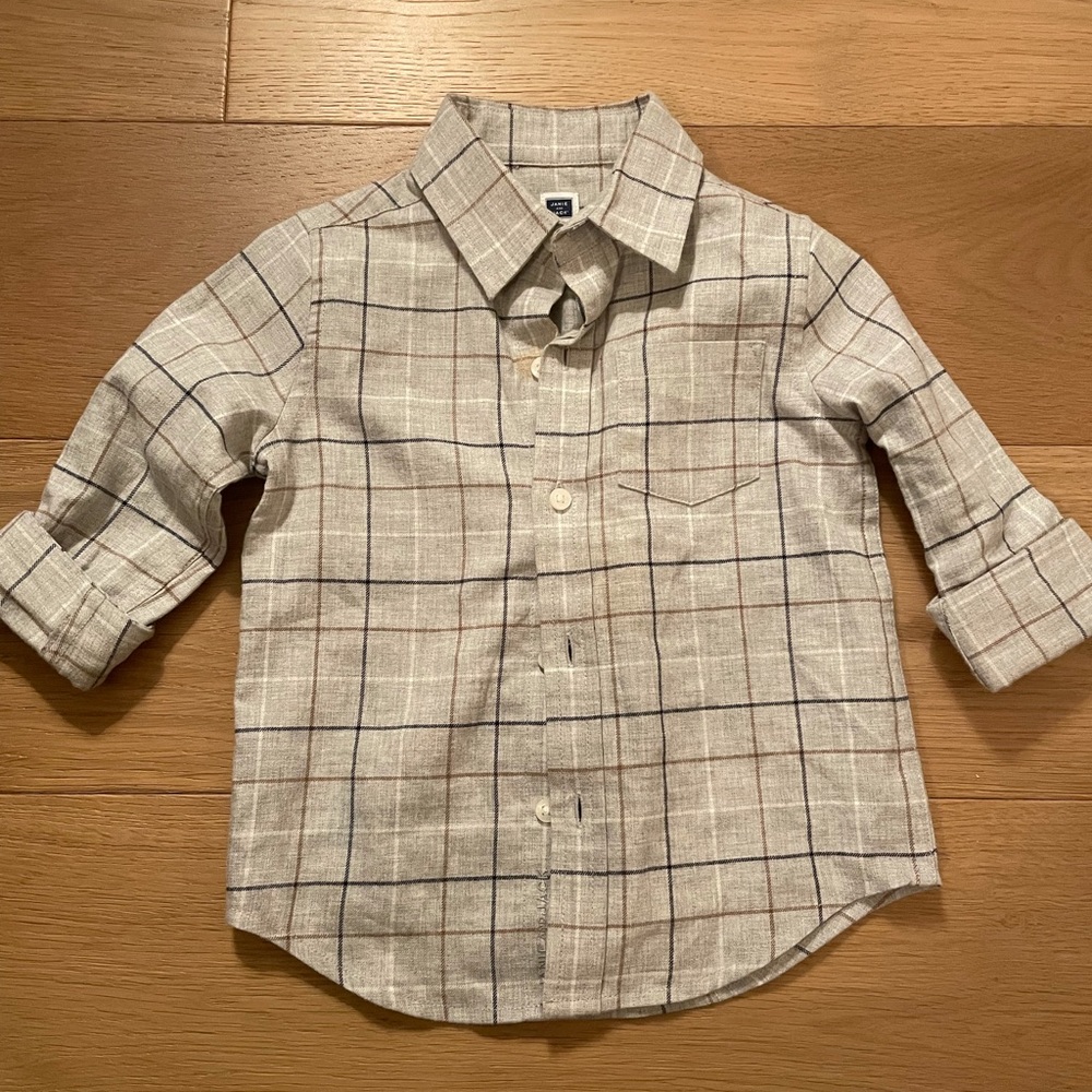 Janie and Jack Boys Gray Button-down 2t